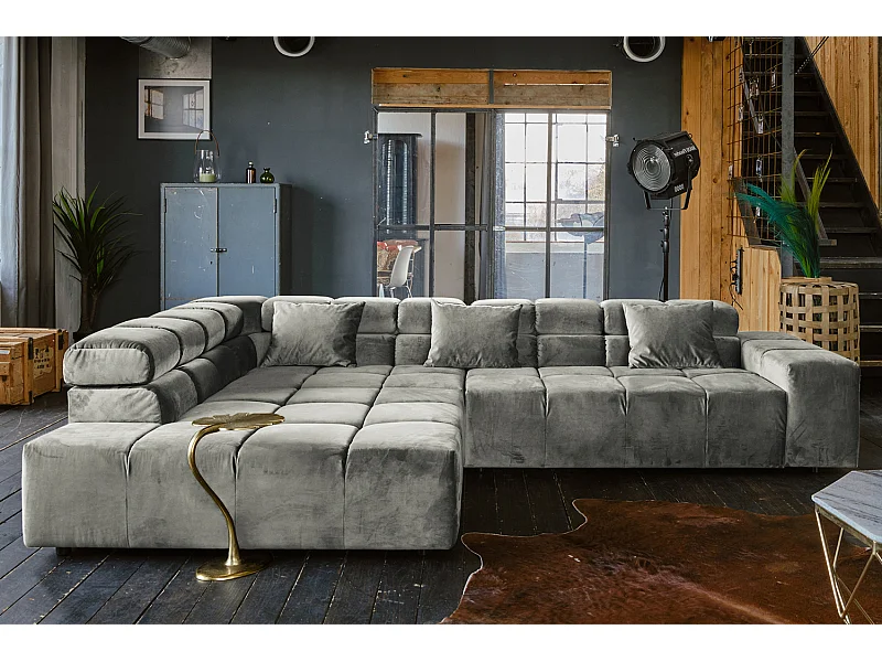 Ecksofa - Silber Velvet - NEVADA