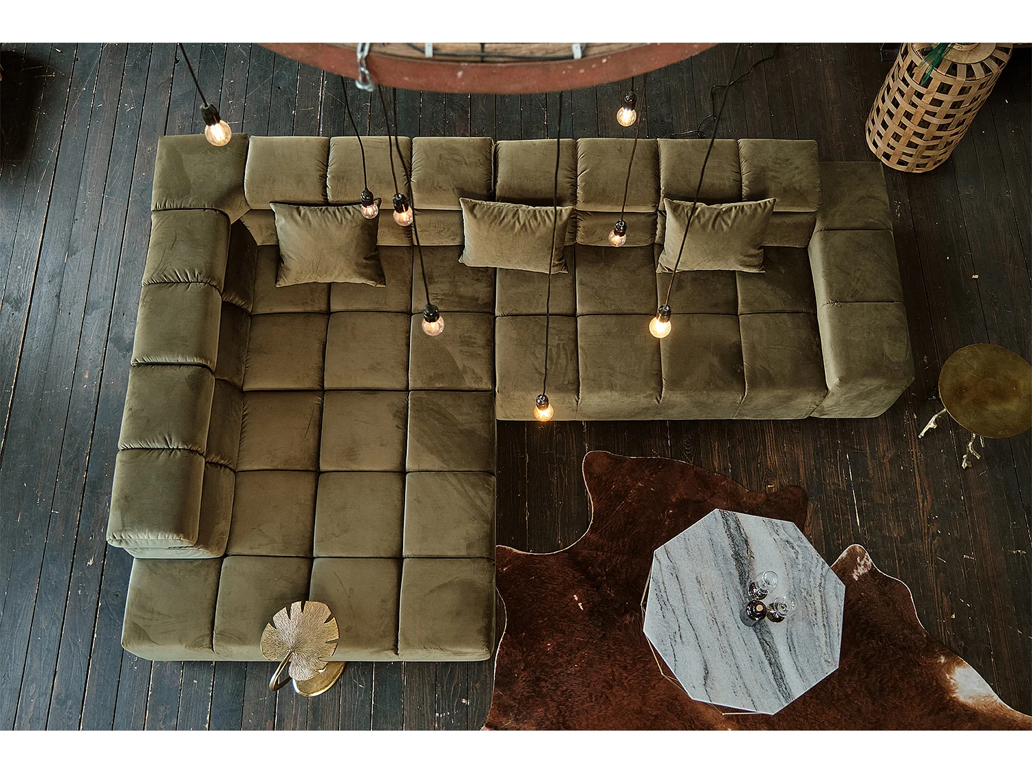 Ecksofa - Hellgrün Velvet - NEVADA