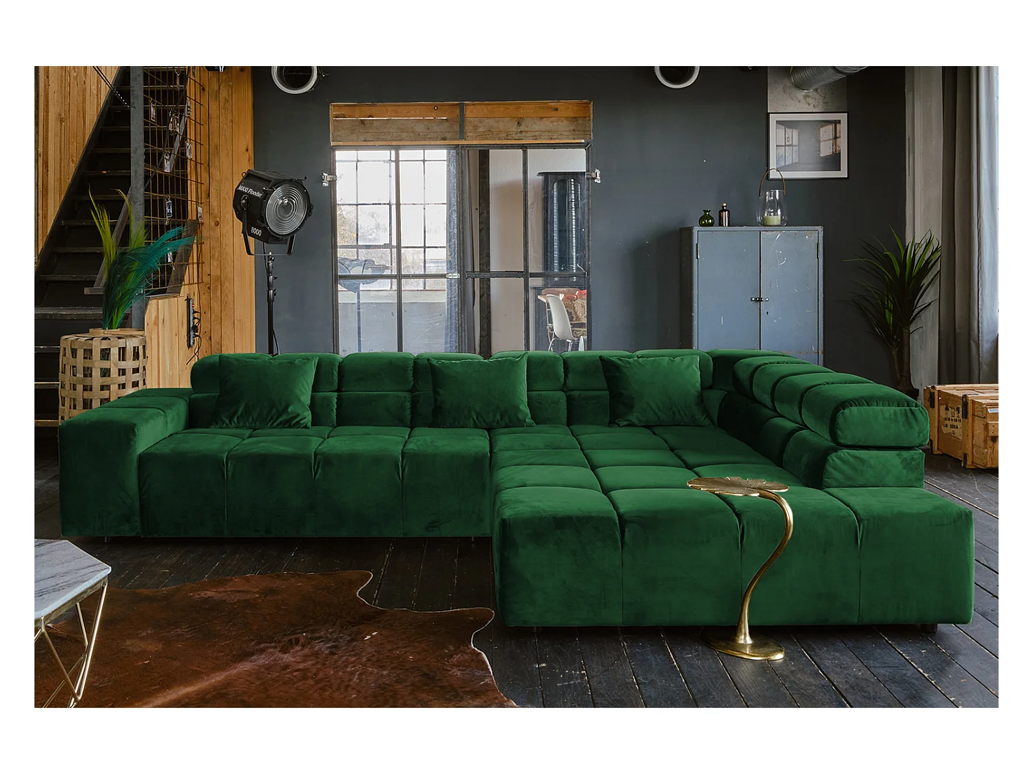 Ecksofa - Smaragdgrün Velvet - NEVADA