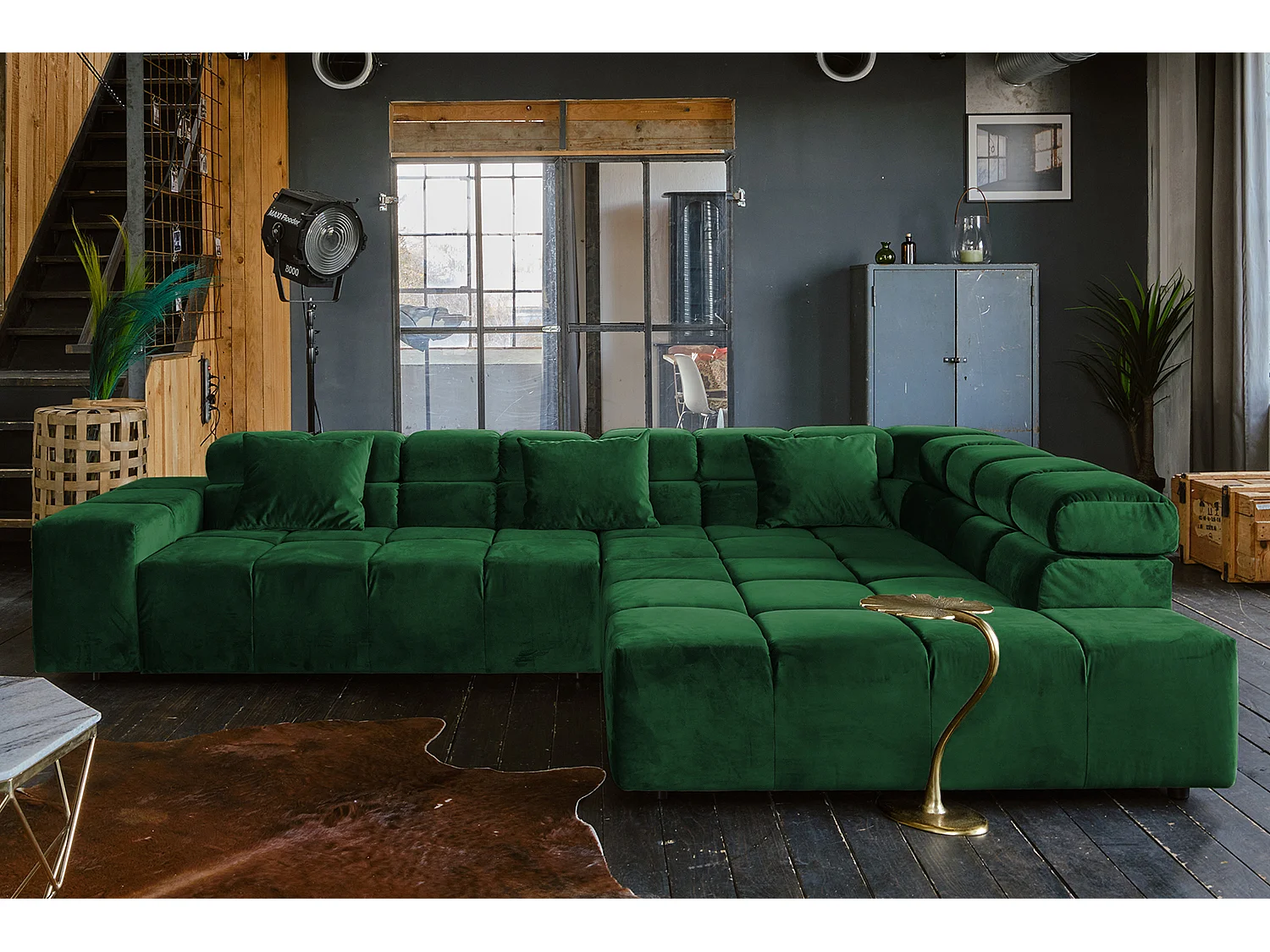 Ecksofa - Smaragdgrün Velvet - NEVADA