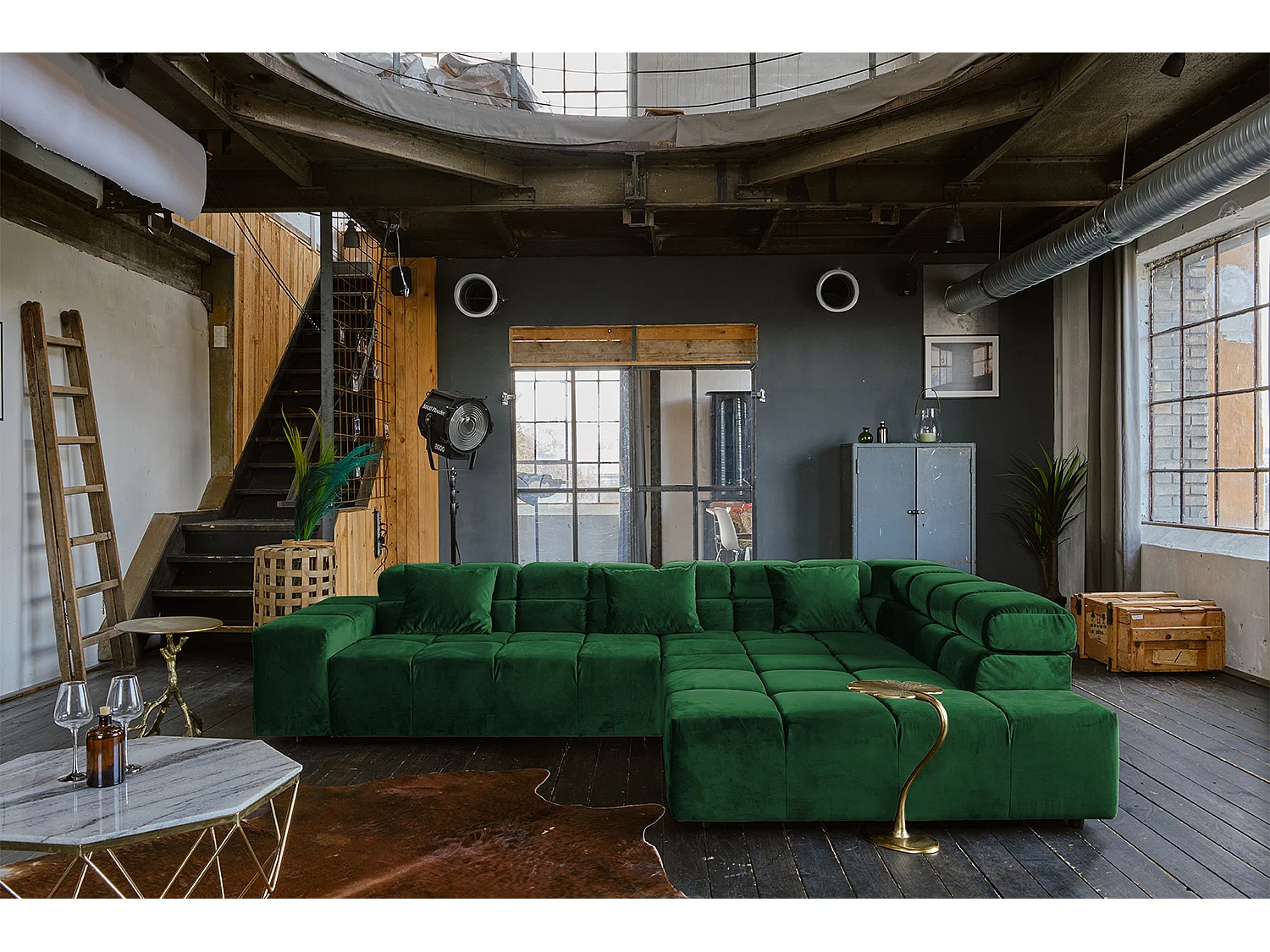 Ecksofa - Smaragdgrün Velvet - NEVADA