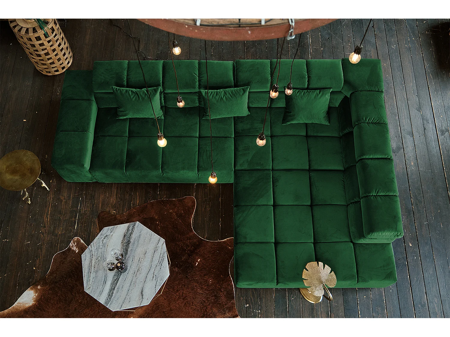 Ecksofa - Smaragdgrün Velvet - NEVADA
