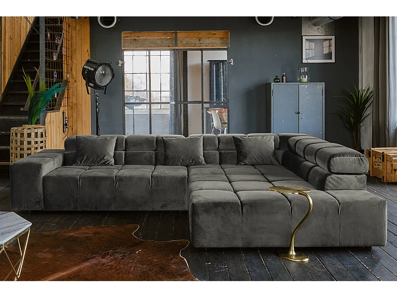 Ecksofa - Grau Velvet - NEVADA