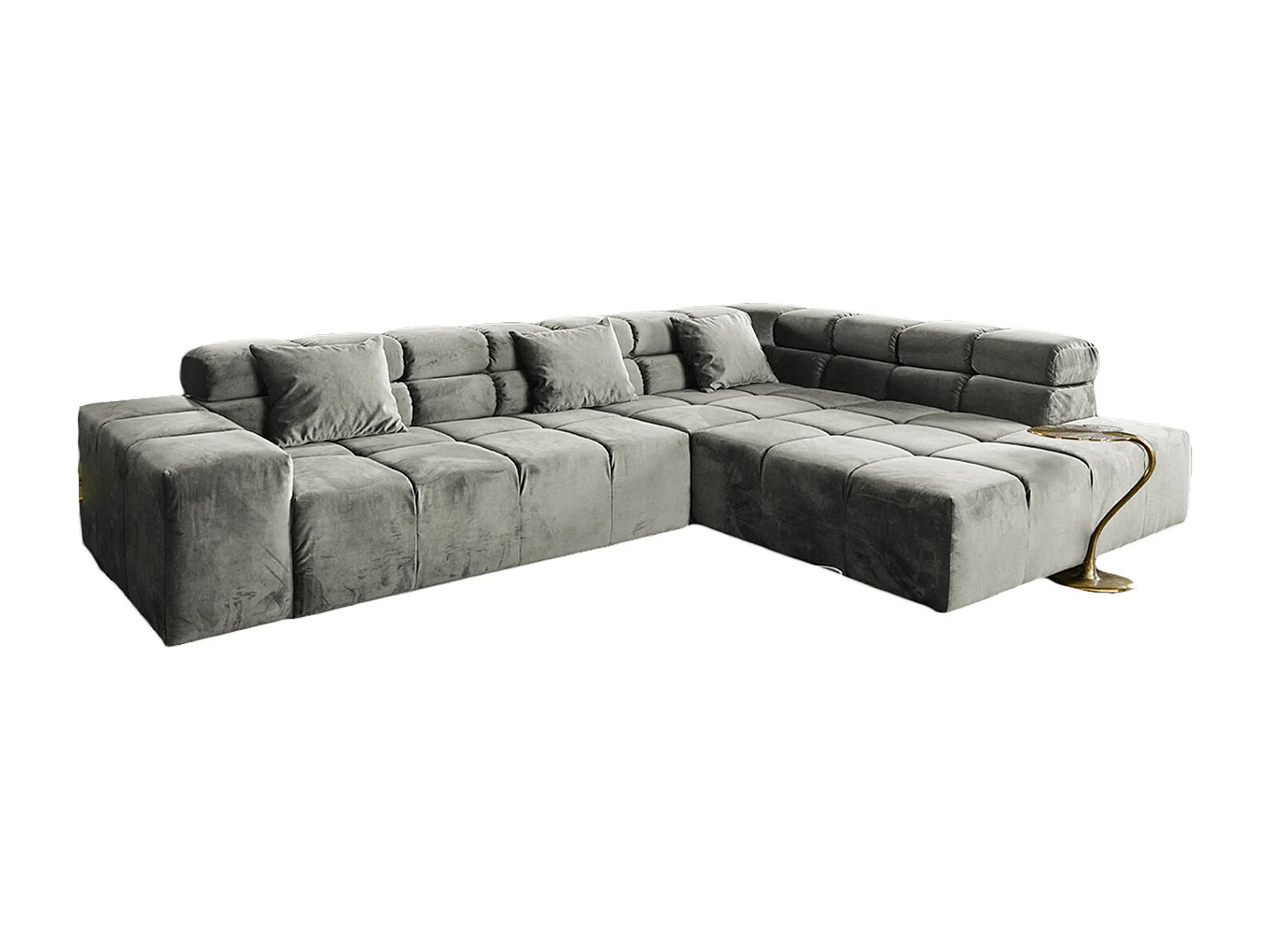Ecksofa - Silber Velvet - NEVADA