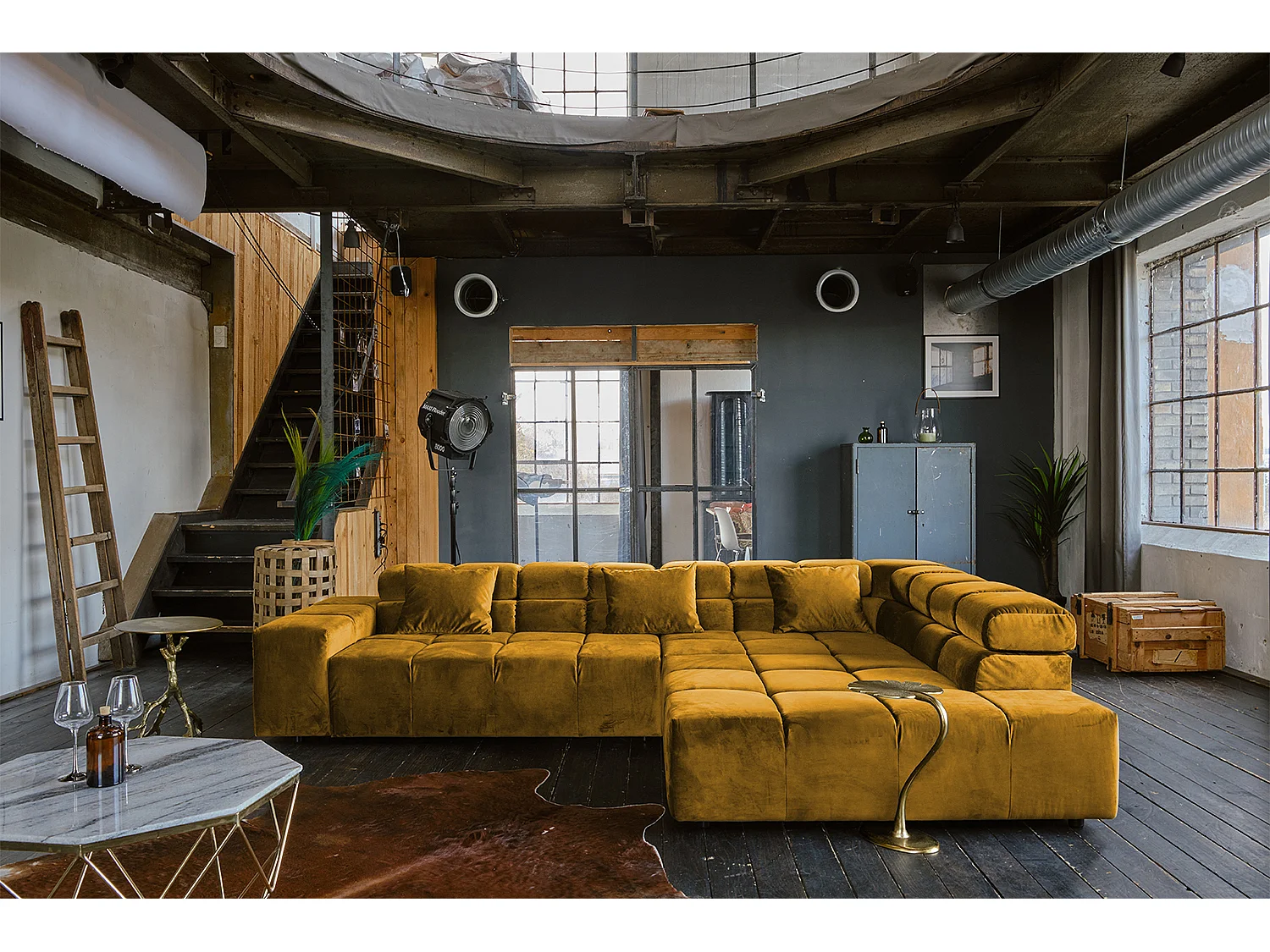 canapé - jaune Velours - NEVADA