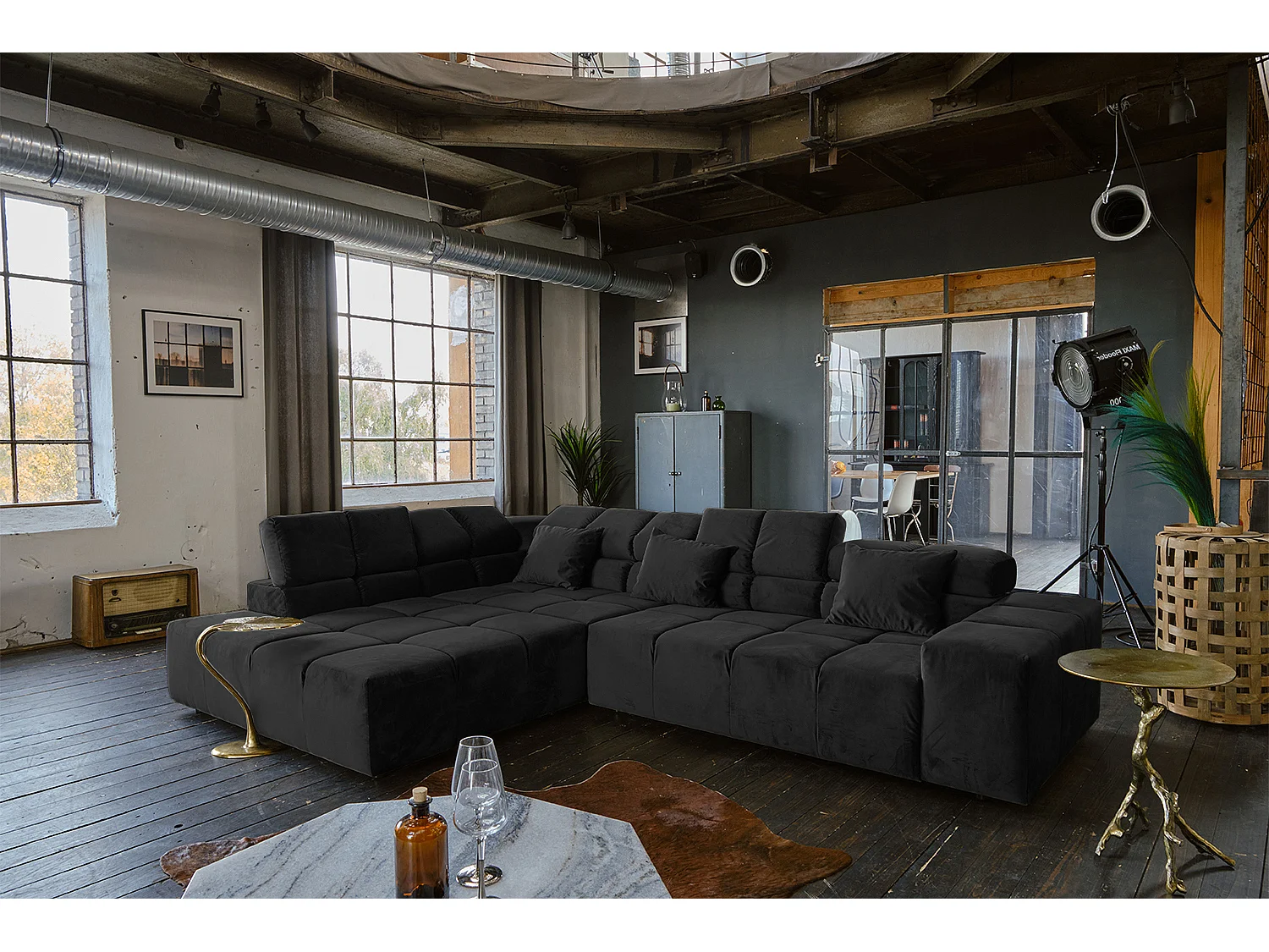 Canapé - Noir Velours - NEVADA