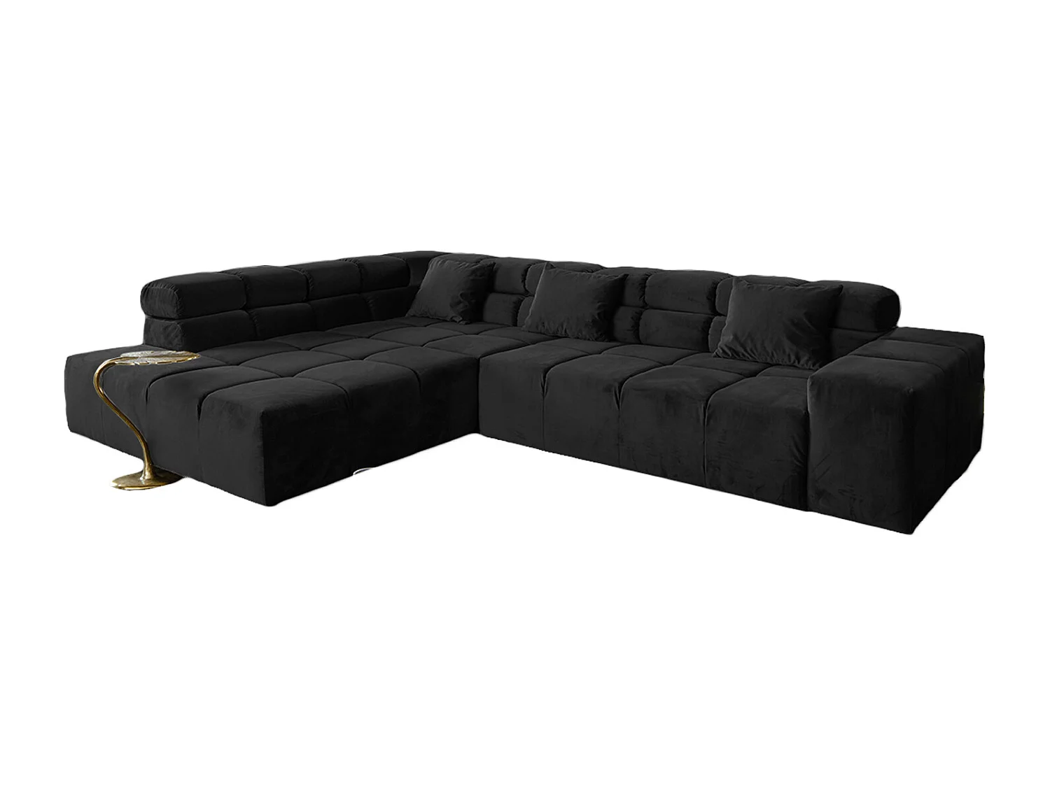 Ecksofa - Schwarz Velvet - NEVADA