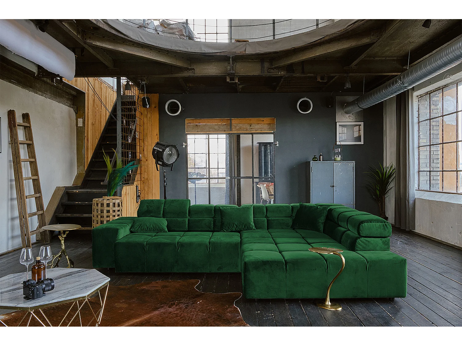 Hoekbank - Smaragdgroen Fluweel - NEVADA