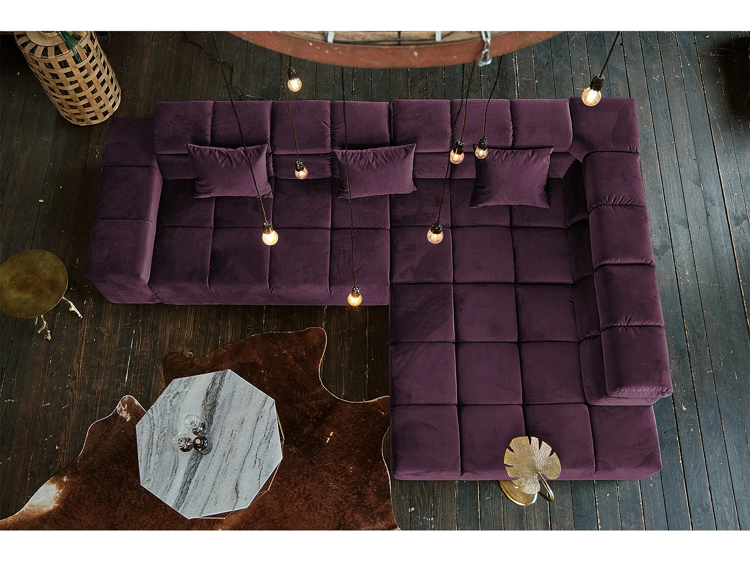 Canapé d'angle - Violette Velours - NEVADA