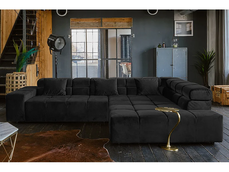 Ecksofa - Schwarz Velvet - NEVADA