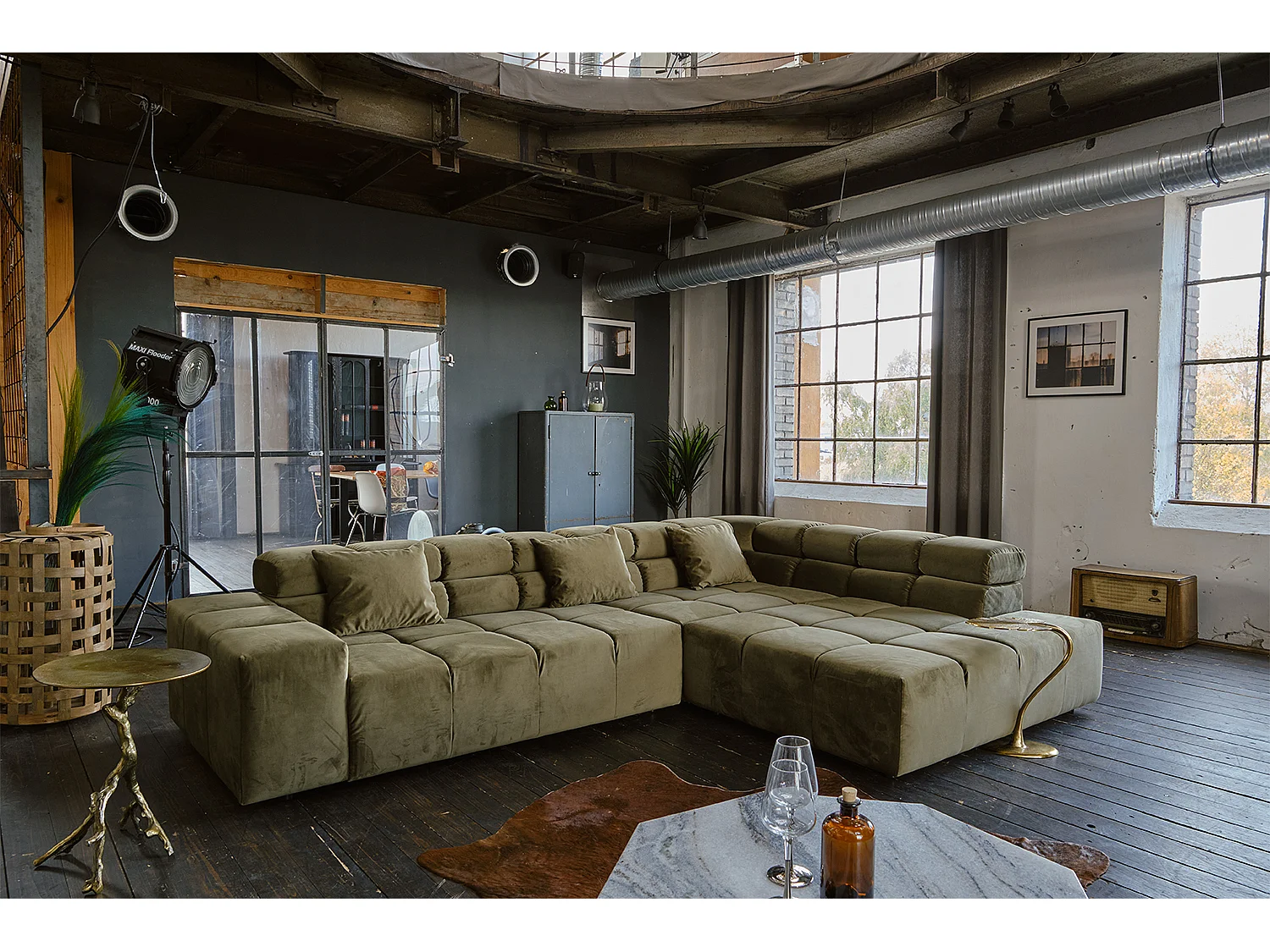 Hoekbank - Lichtgroen Fluweel - NEVADA