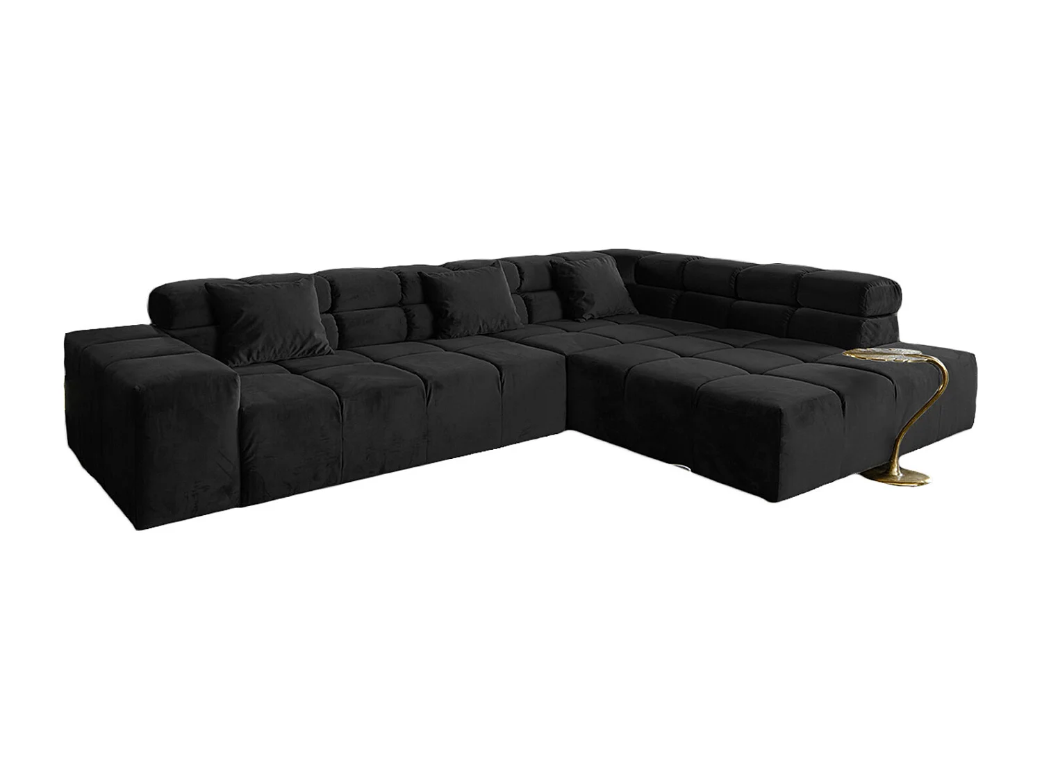 Hoekbank - Zwart Fluweel - NEVADA