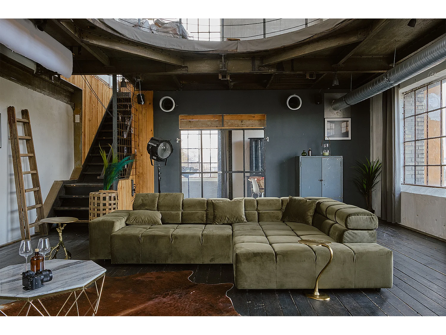 Ecksofa - Hellgrün Velvet - NEVADA