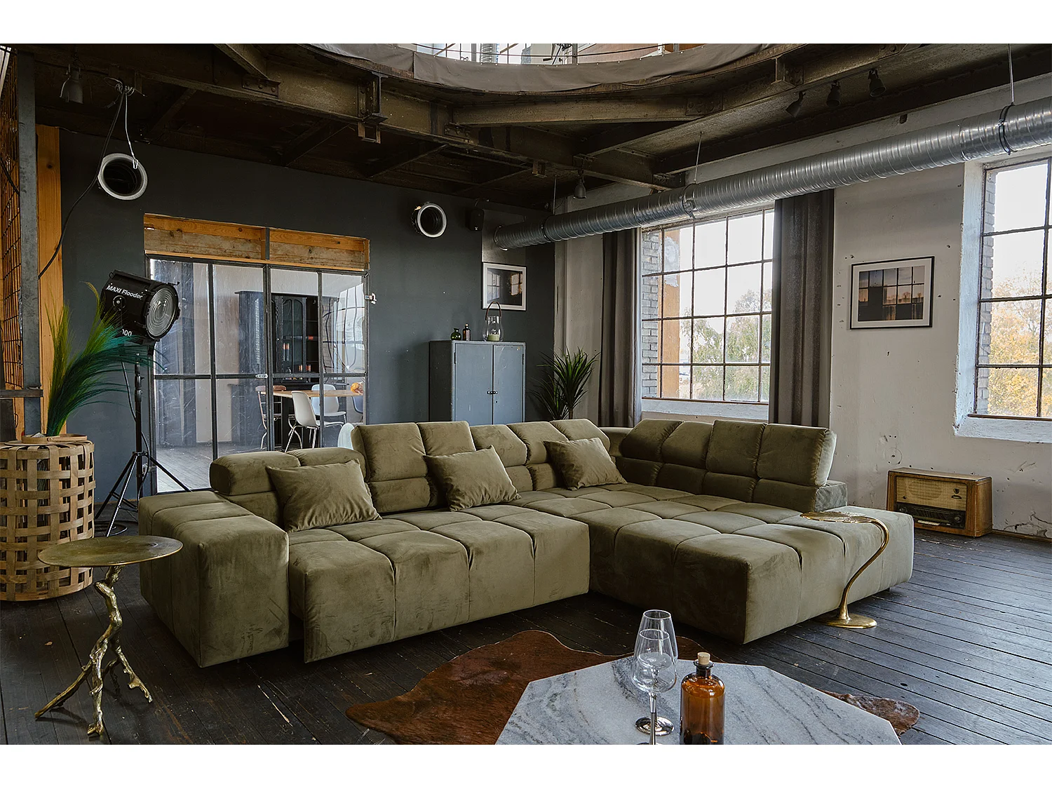 Ecksofa - Hellgrün Velvet - NEVADA