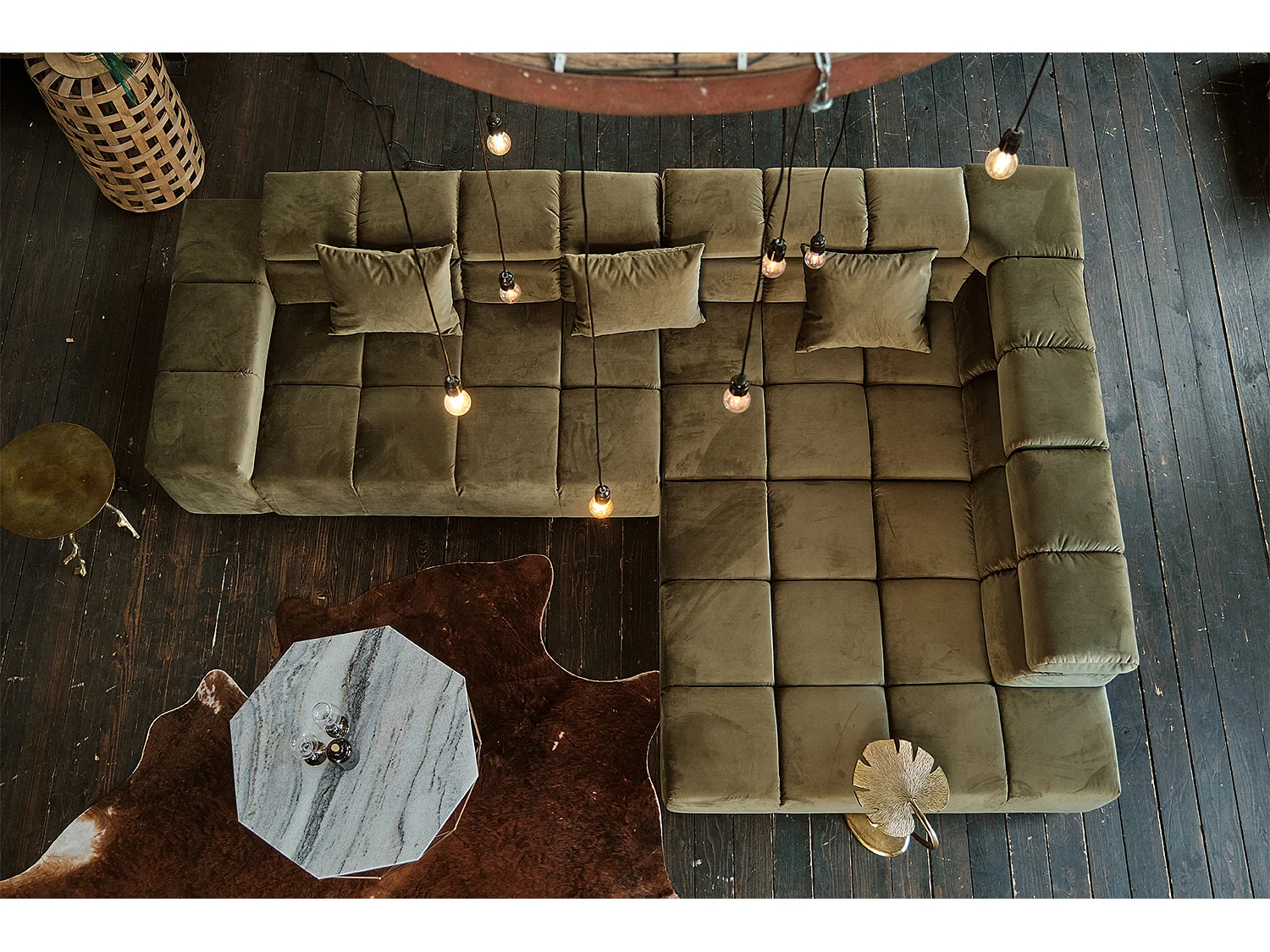 Ecksofa - Hellgrün Velvet - NEVADA