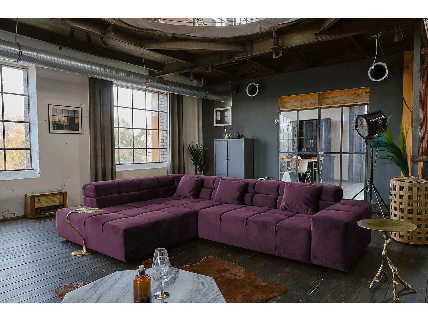 Ecksofa - Violett Velvet - NEVADA
