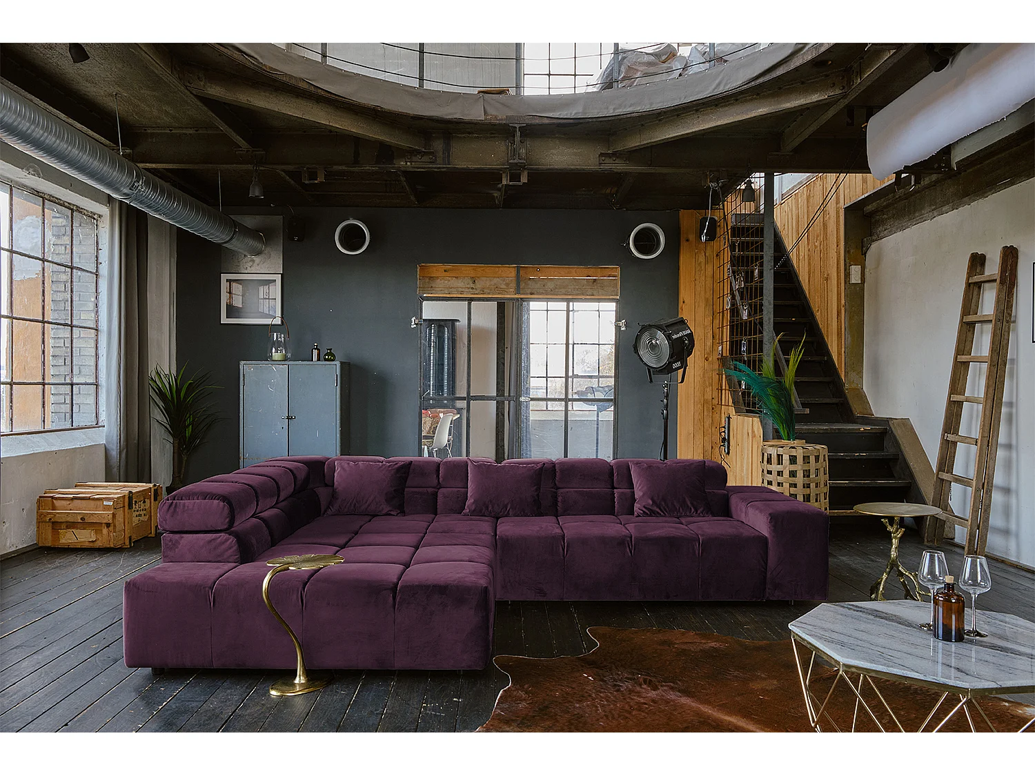 Ecksofa - Violett Velvet - NEVADA