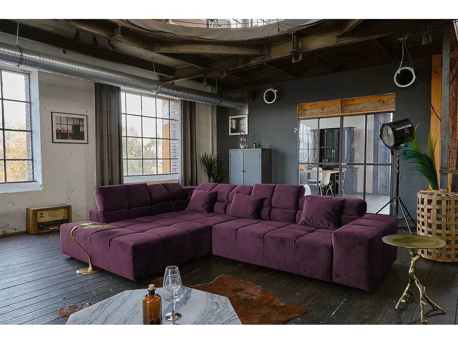 Ecksofa - Violett Velvet - NEVADA