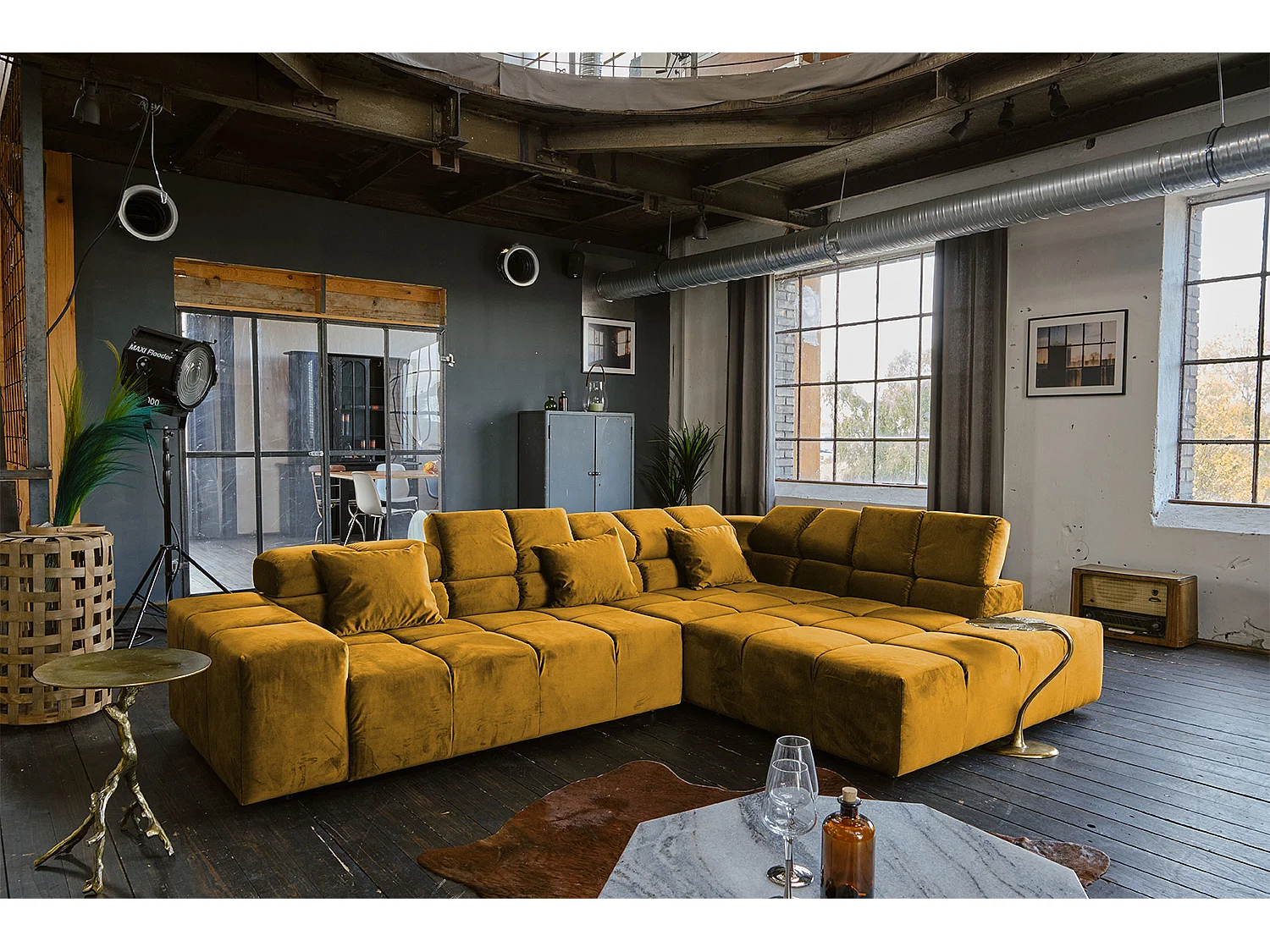 Hoekbank - Geel Fluweel - NEVADA