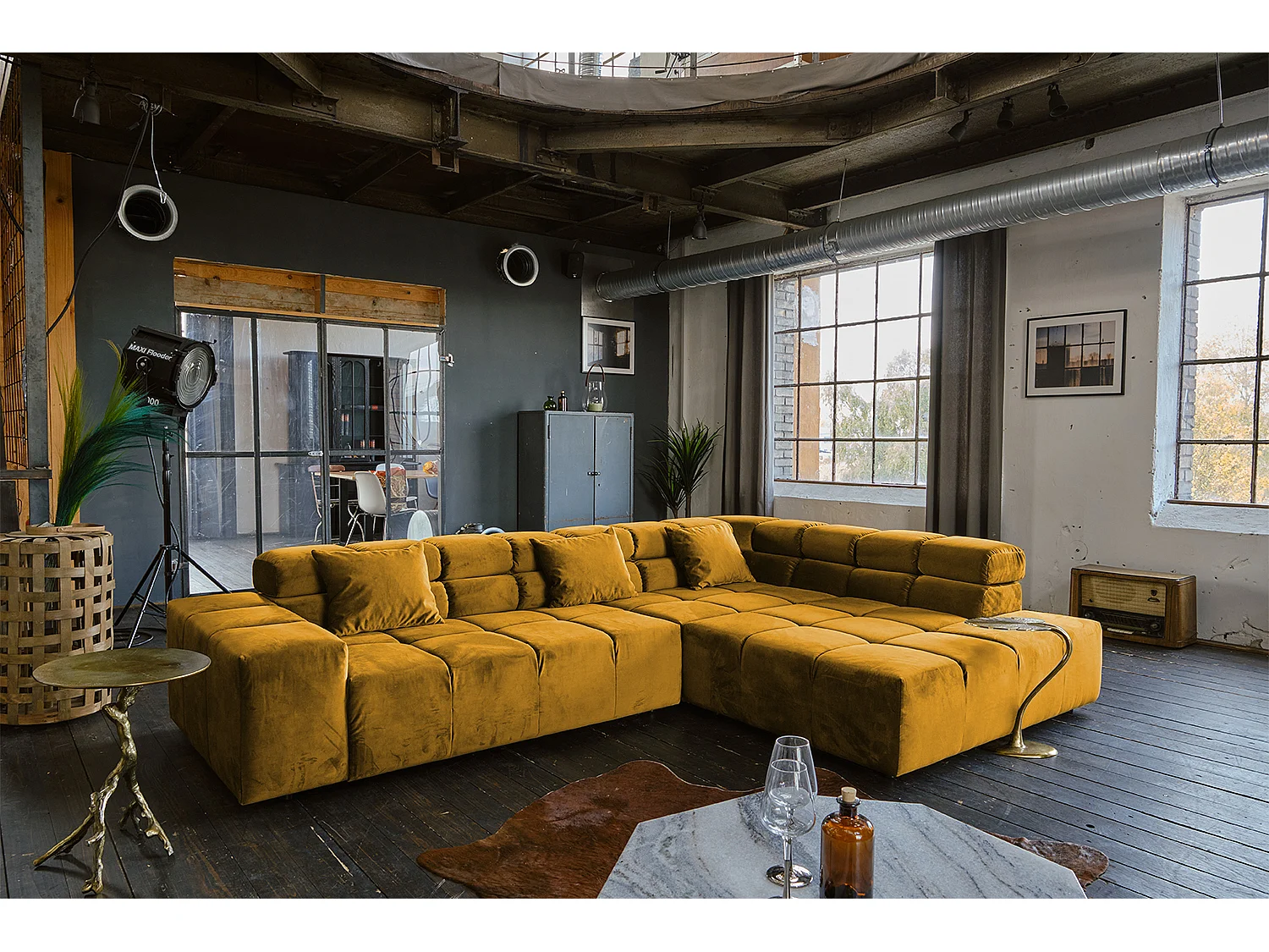 Ecksofa - Gelb Velvet - NEVADA