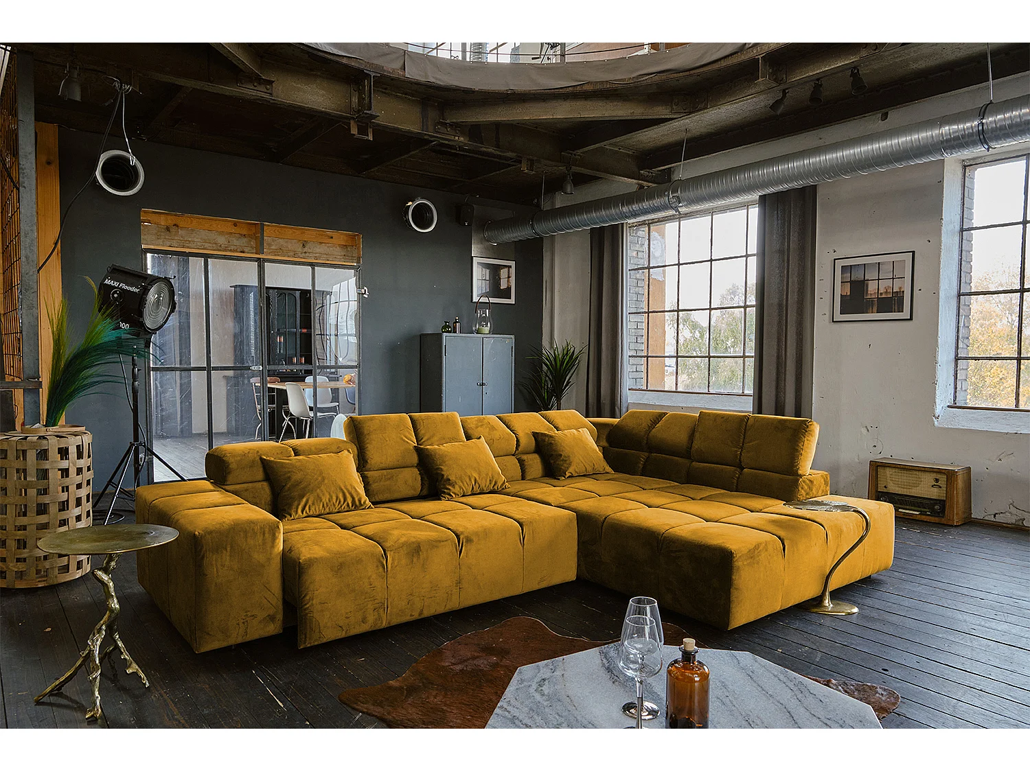 Ecksofa - Gelb Velvet - NEVADA
