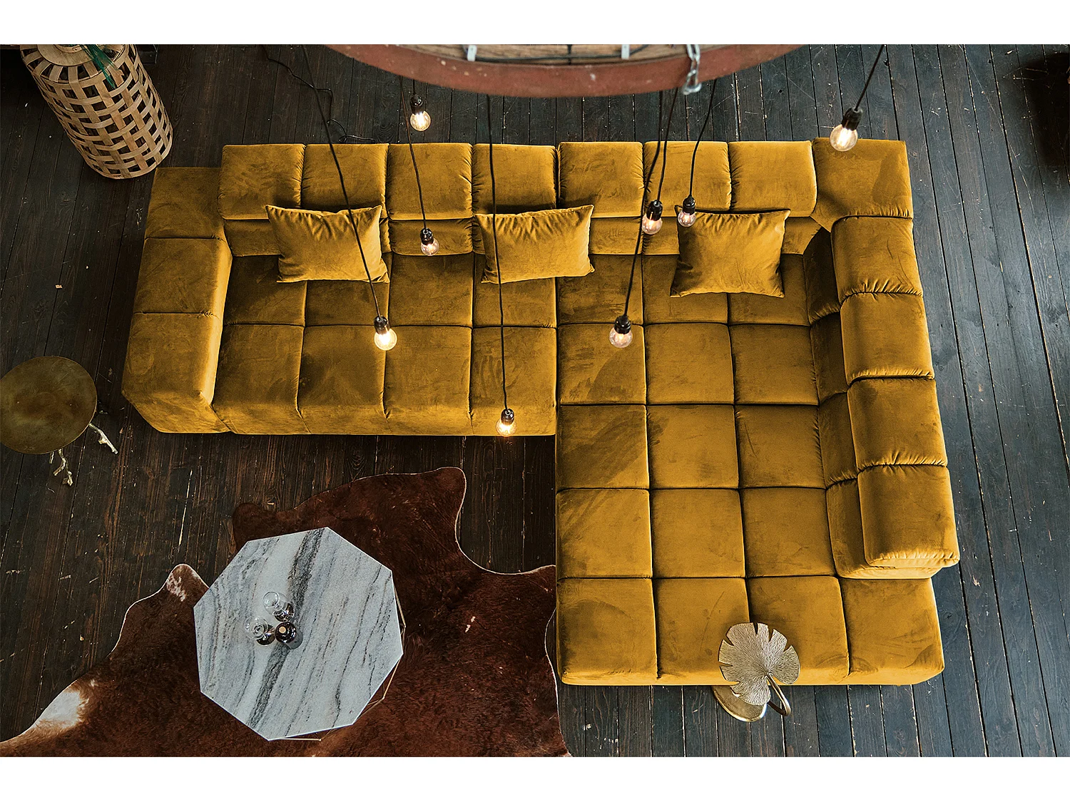 Ecksofa - Gelb Velvet - NEVADA