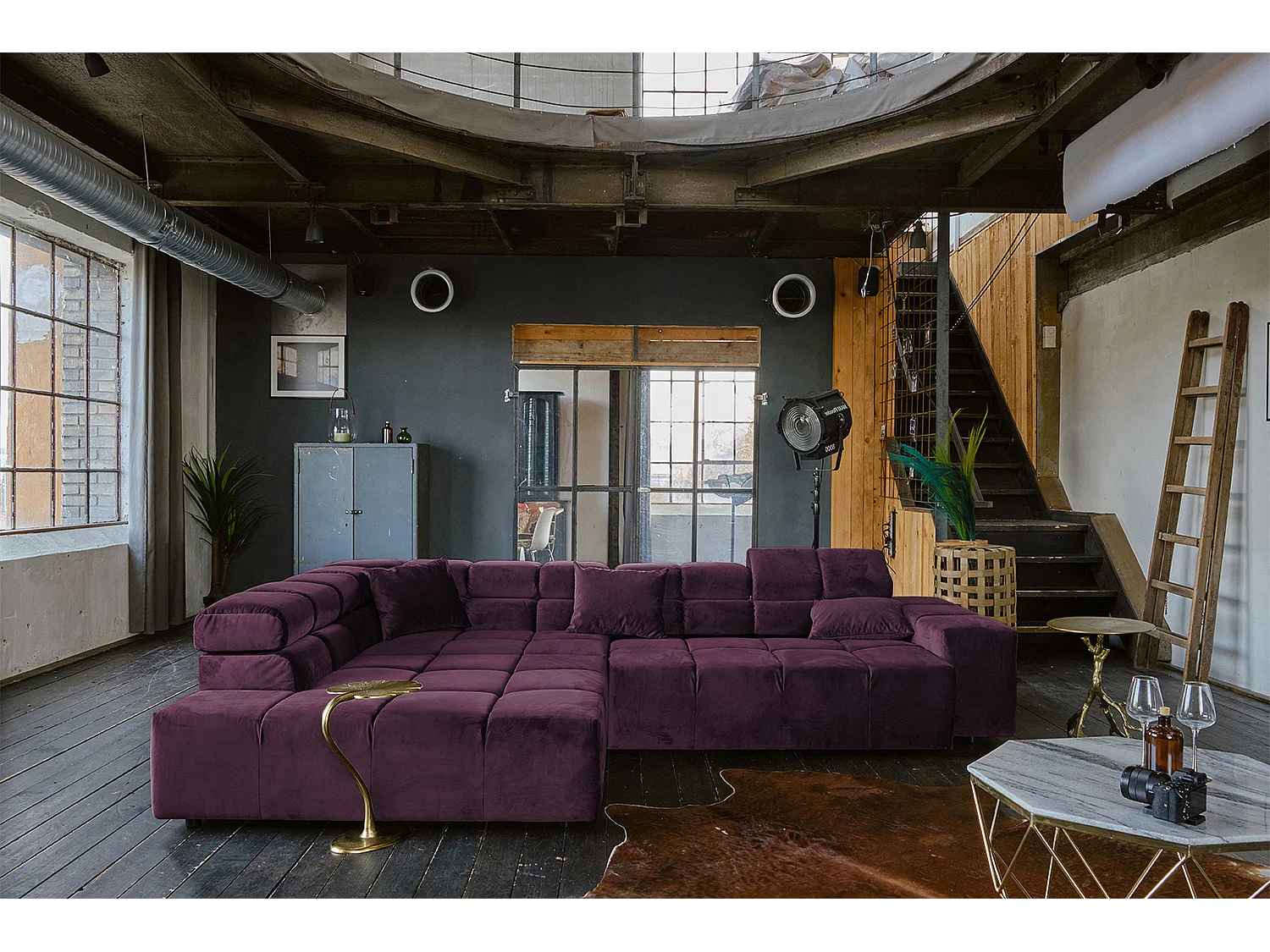 Ecksofa - Violett Velvet - NEVADA