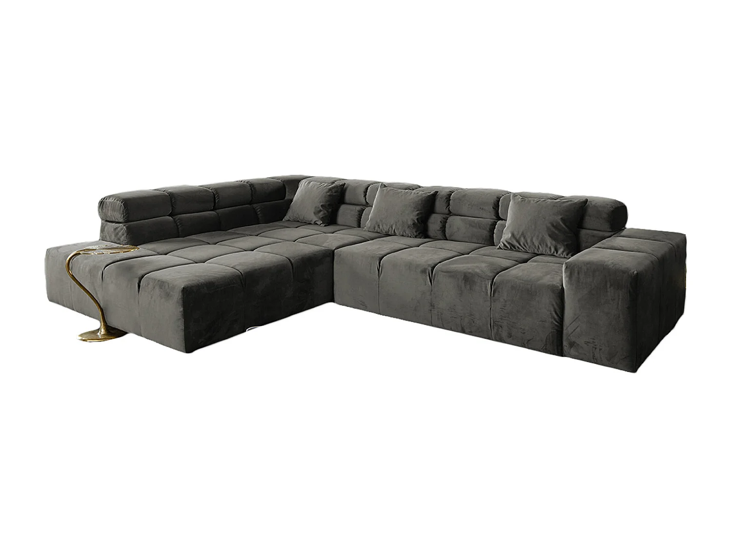 Ecksofa - Grau Velvet - NEVADA