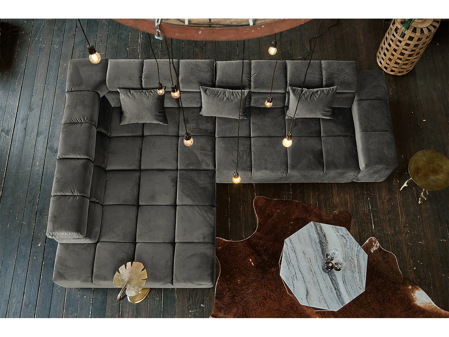 Ecksofa - Grau Velvet - NEVADA