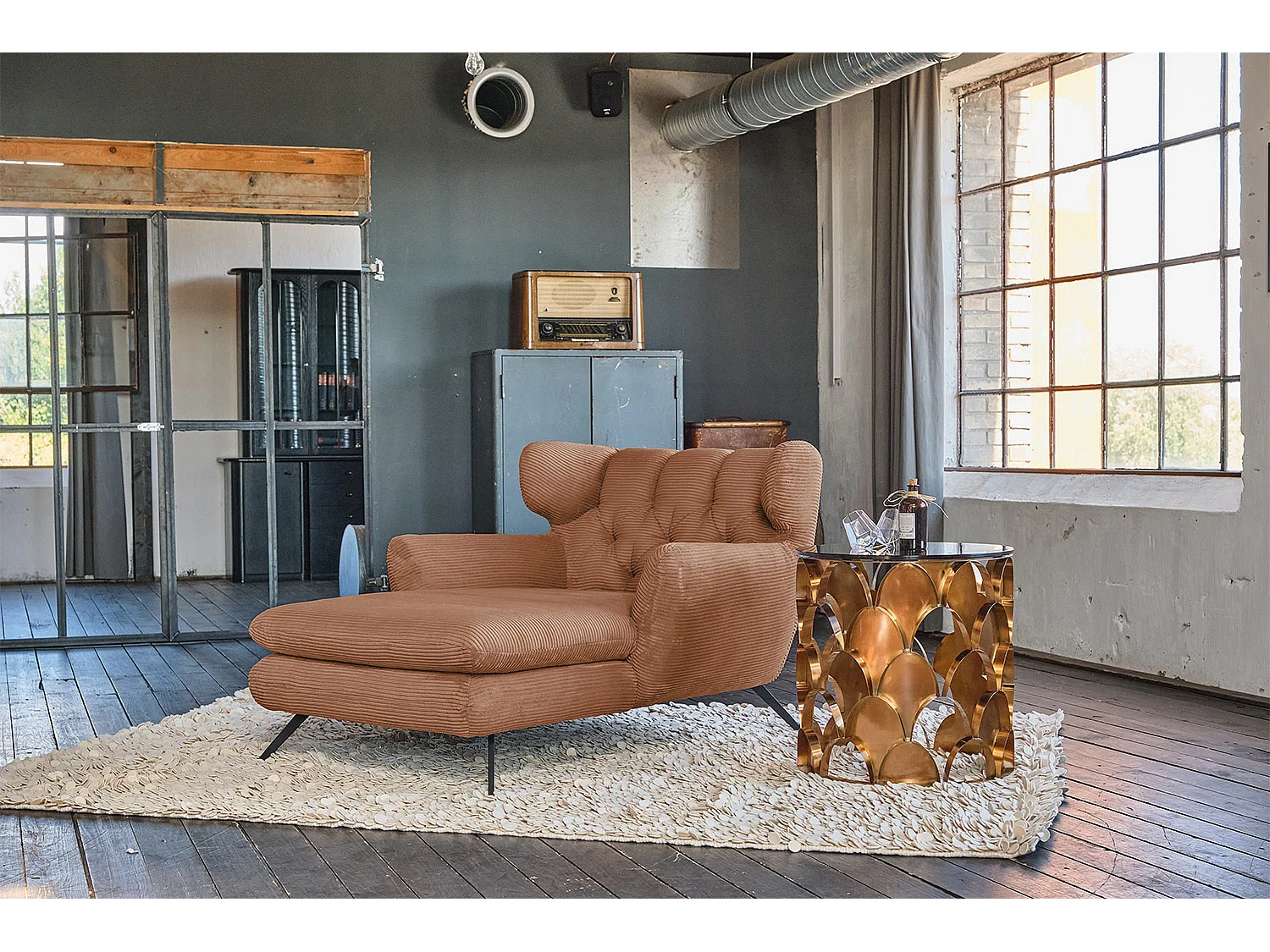 XXL Sessel - Braun Cord - CHARME