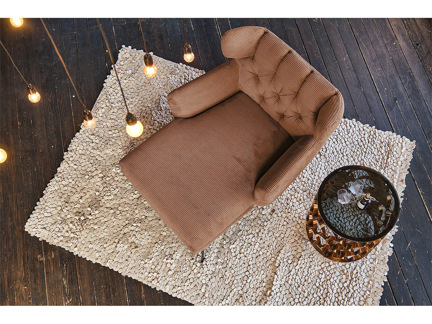 XXL Sessel - Braun Cord - CHARME