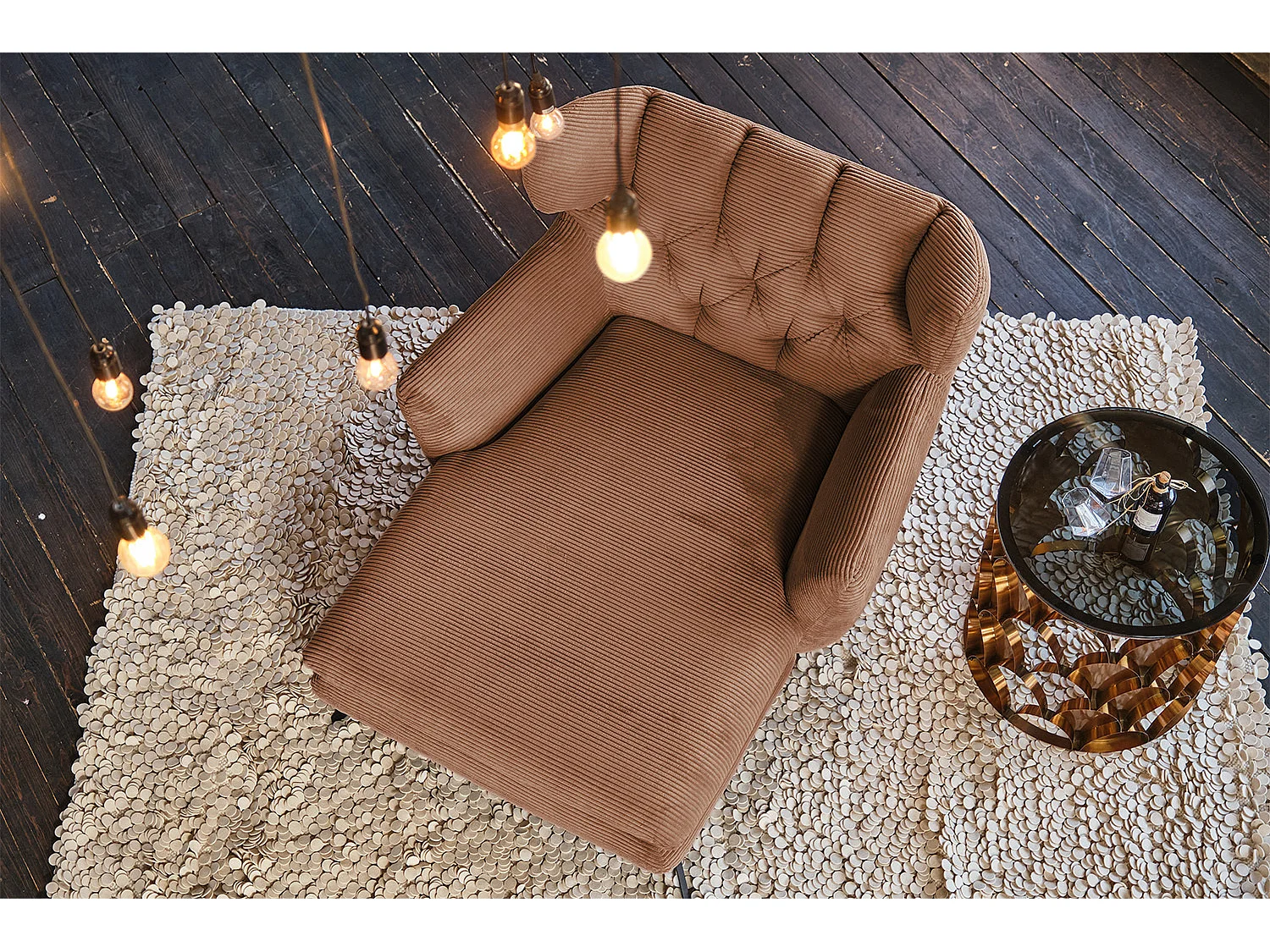 XXL Sessel - Braun Cord - CHARME