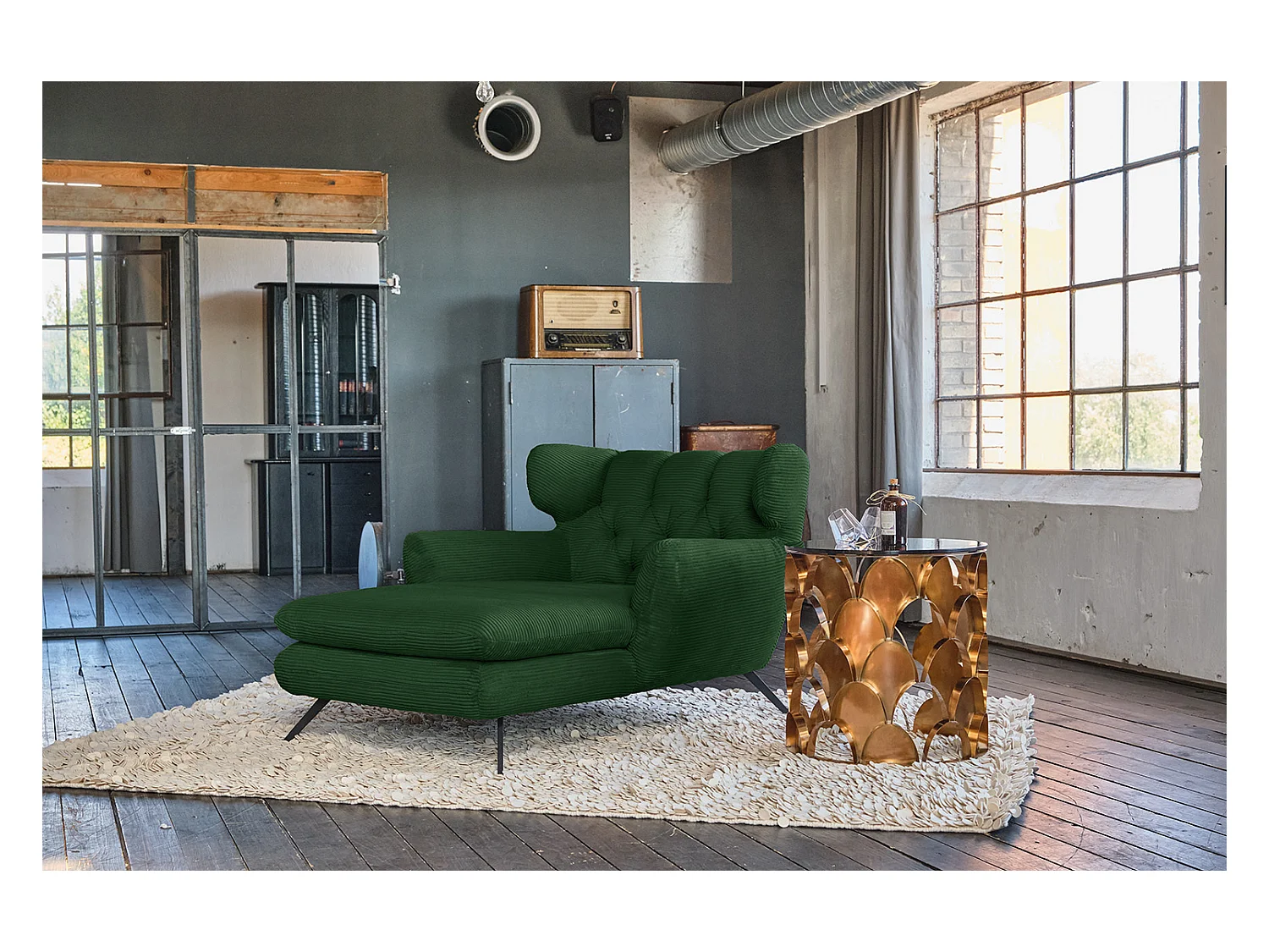 Chaise - vert émeraude Velours côtelé - CHARME