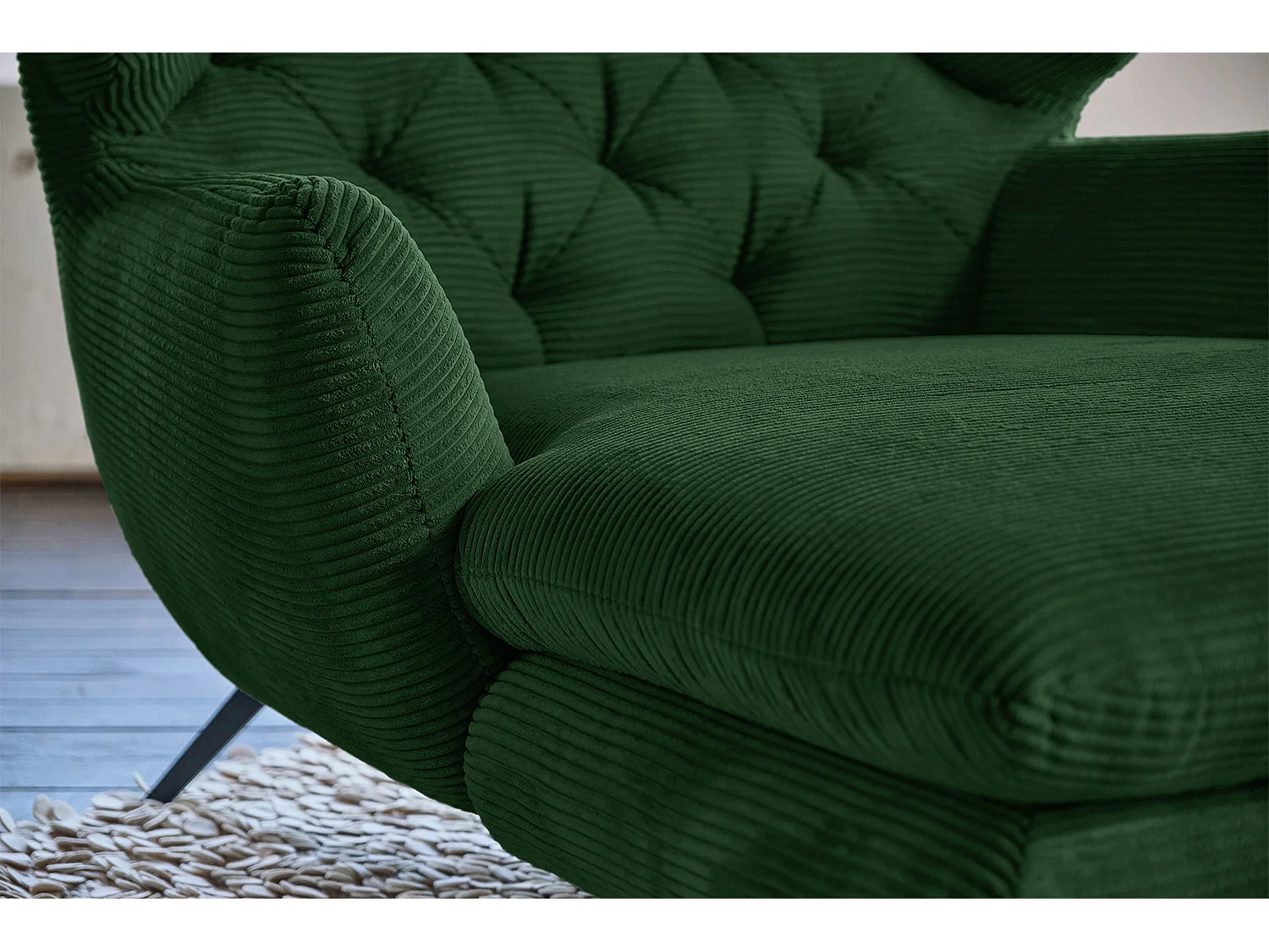 Poltrona XXL - verde smeraldo Velluto a coste - CHARME