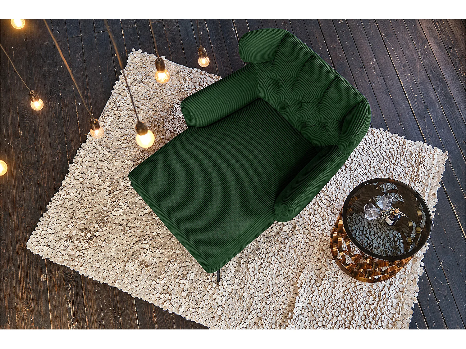 Poltrona XXL - verde smeraldo Velluto a coste - CHARME