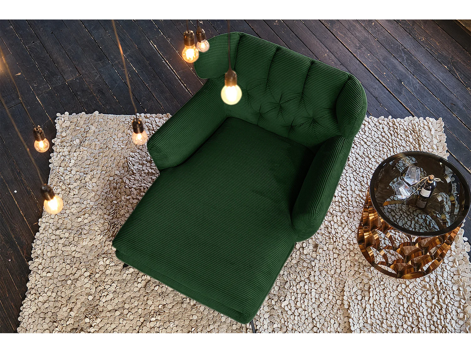 Poltrona XXL - verde smeraldo Velluto a coste - CHARME