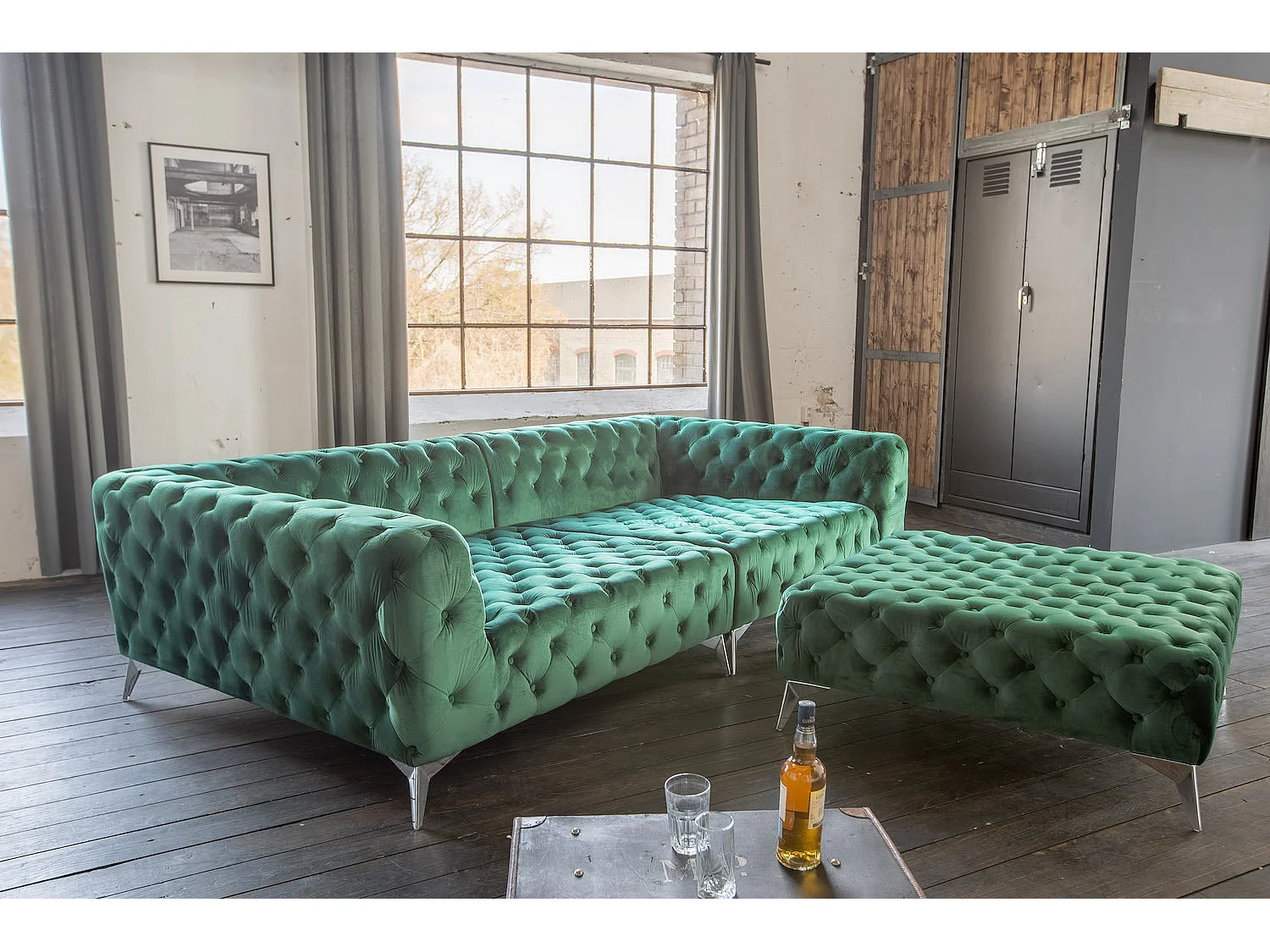 Sofá - verde oscuro terciopelo - NARLA