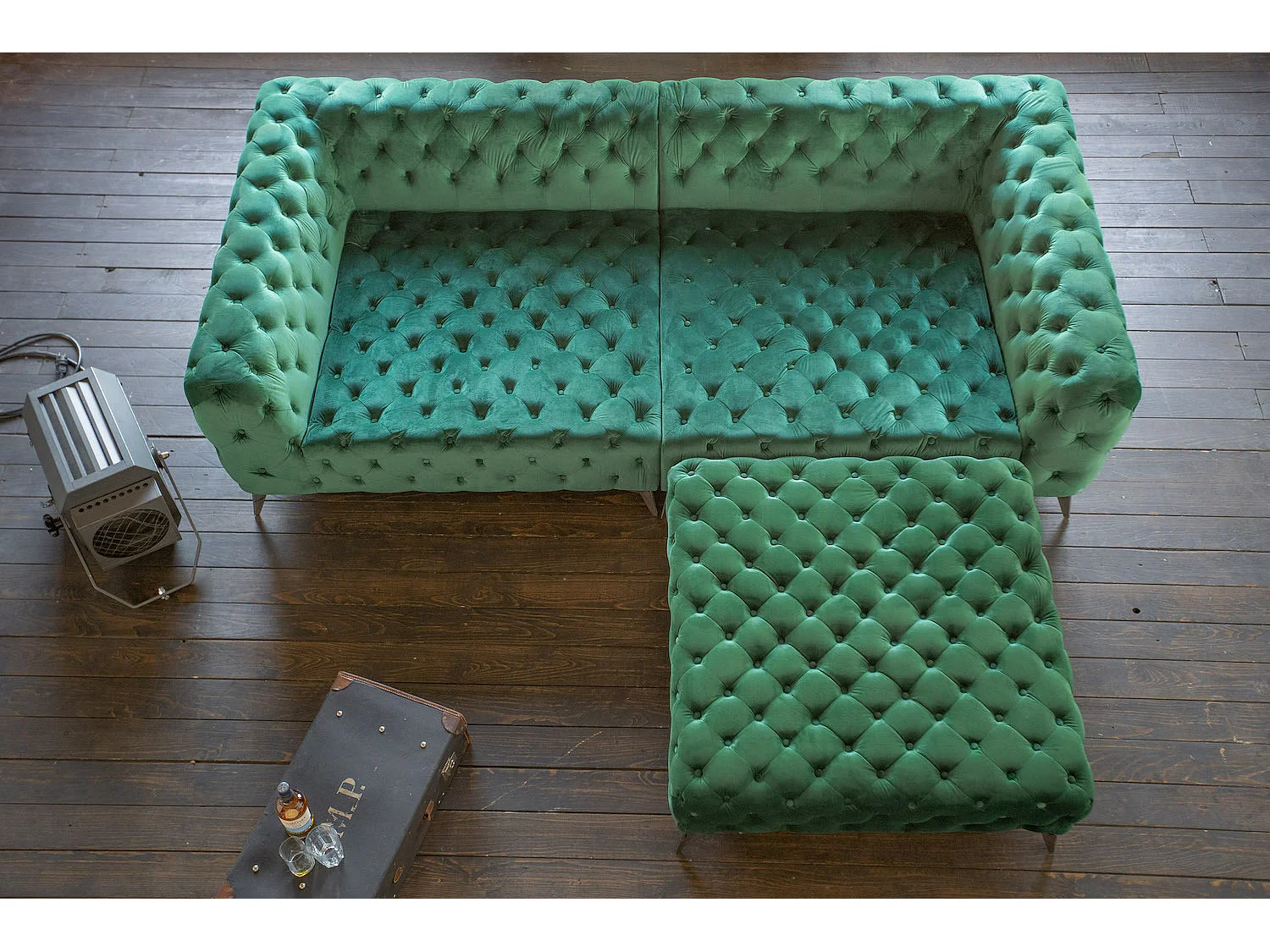 Sofá - verde oscuro terciopelo - NARLA