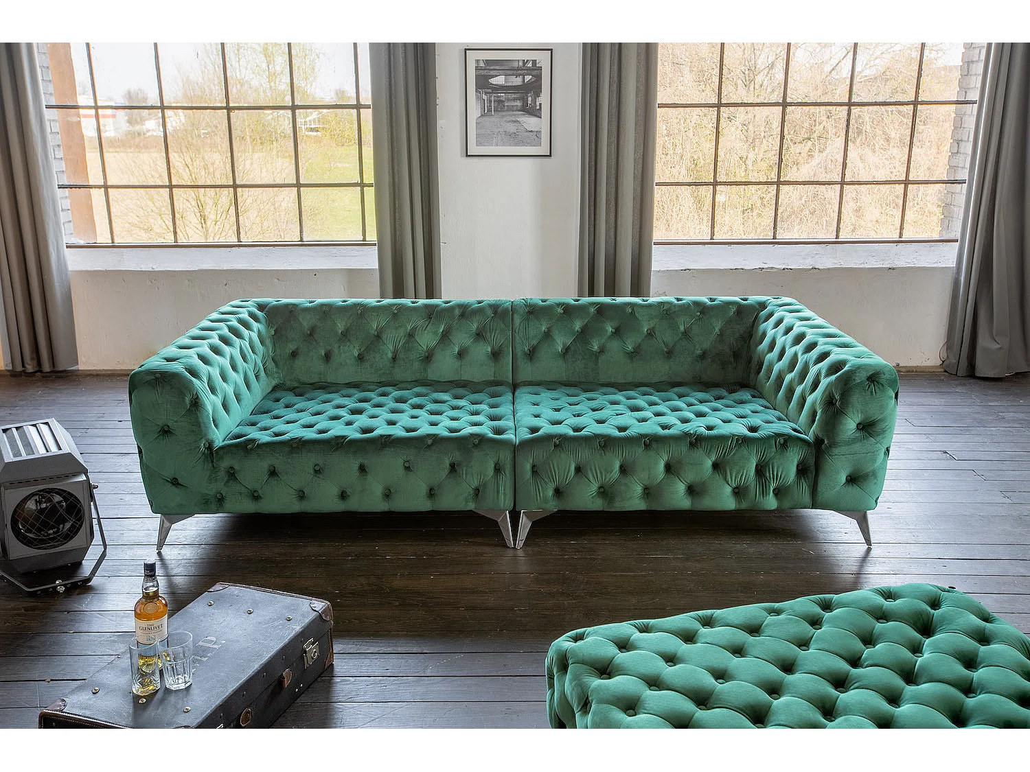 Sofá - verde oscuro terciopelo - NARLA