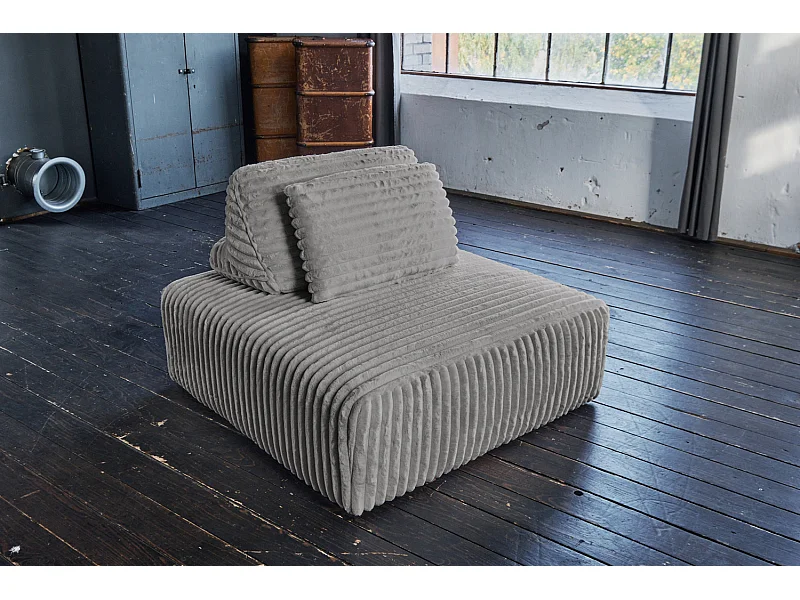 Pouf - Gris Velours côtelé - WIOLO SOFT