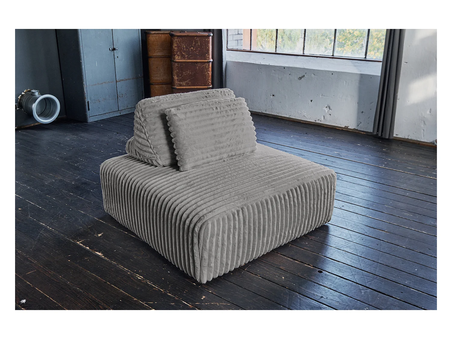 Pouf - Gris Velours côtelé - WIOLO SOFT