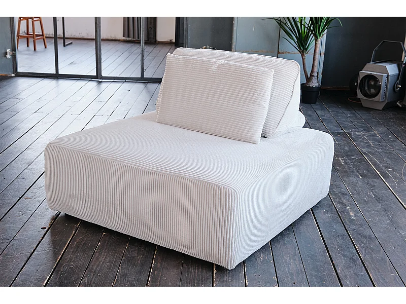 Pouf - gris clair Velours côtelé - WIOLO SOFT