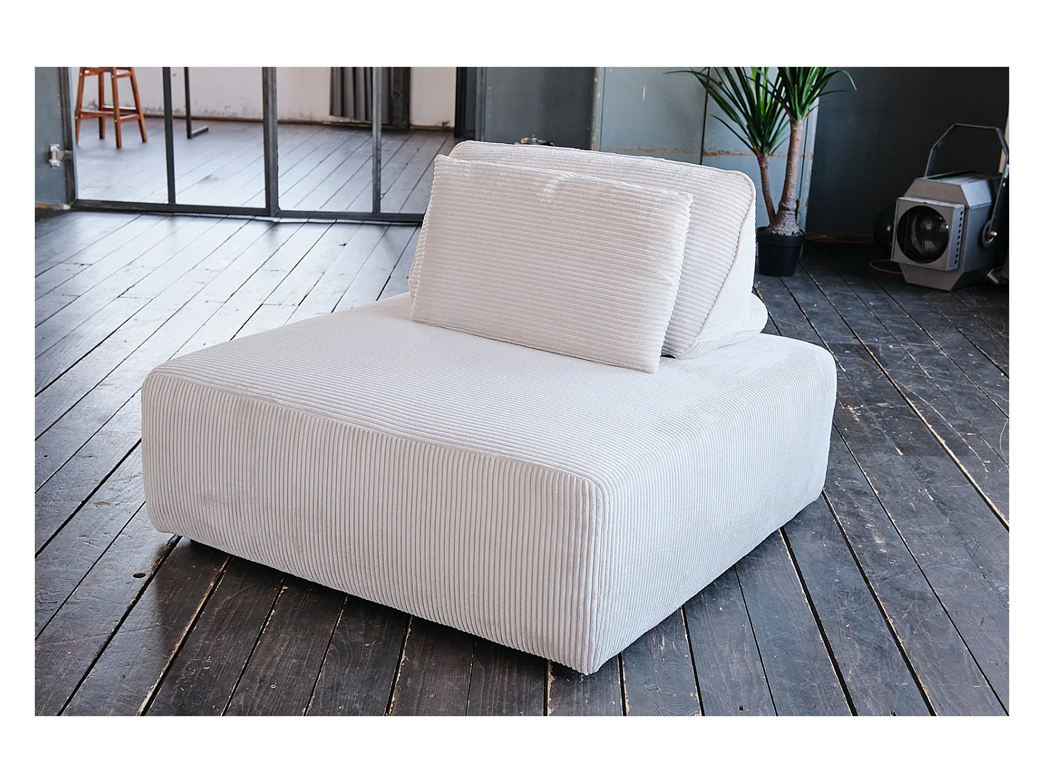 Pouf - gris clair Velours côtelé - WIOLO SOFT