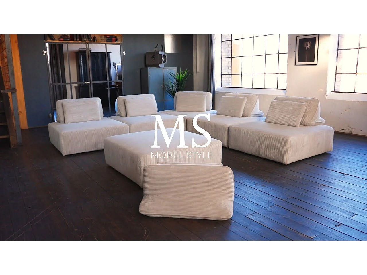 Pouf - blanc crème Velours côtelé - WIOLO SOFT