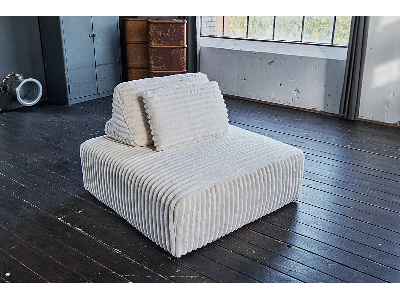 Pouf - bianco crema Velluto a coste - WIOLO SOFT