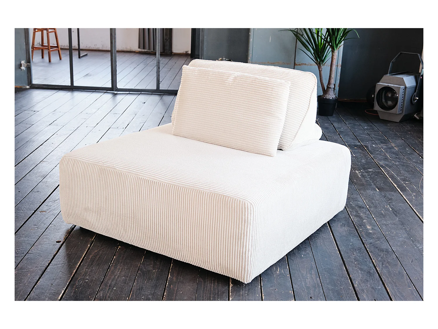 Pouf - blanc crème Velours côtelé - WIOLO SOFT