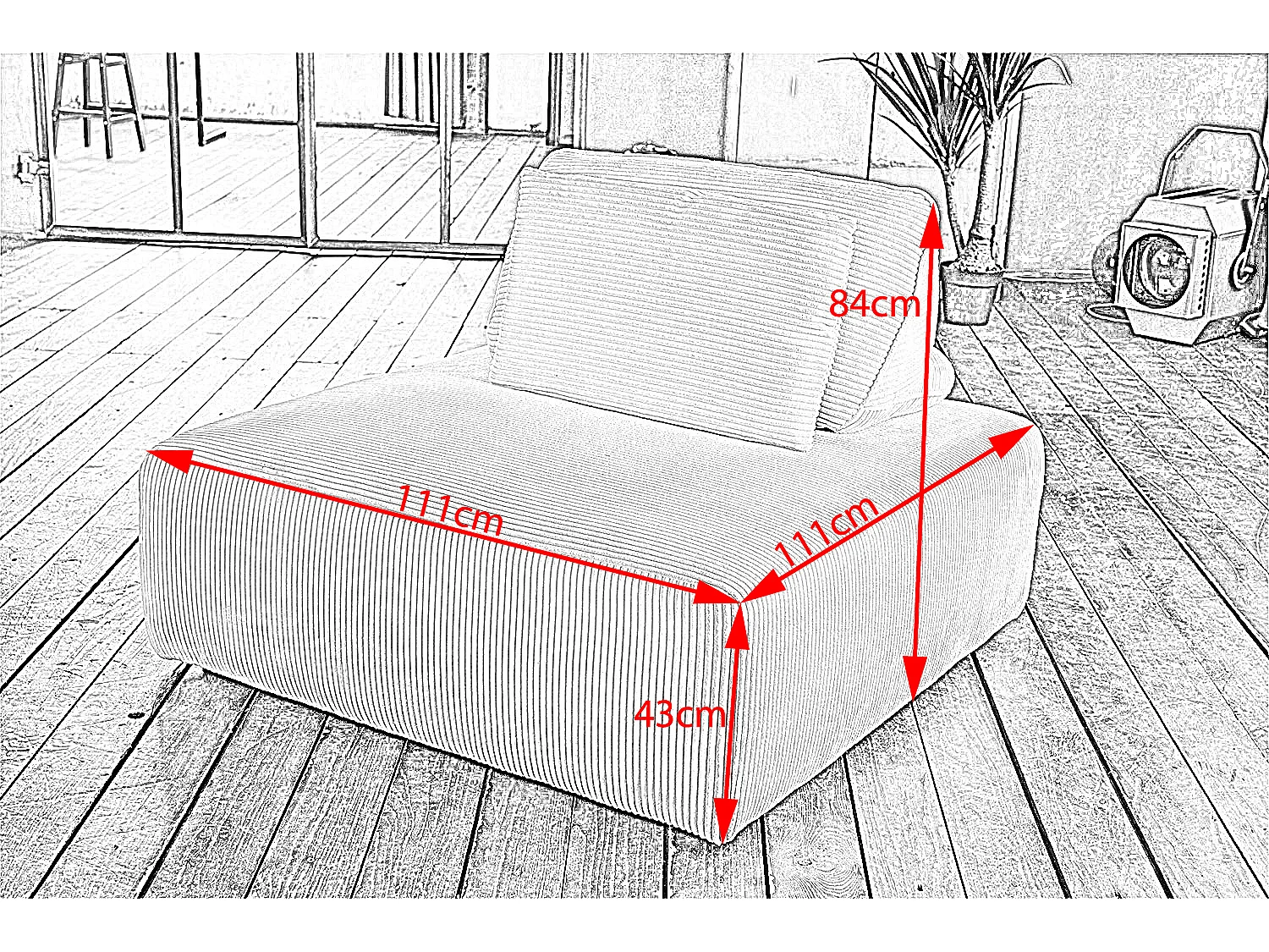 Hocker - Cremeweiß Cord - WIOLO SOFT