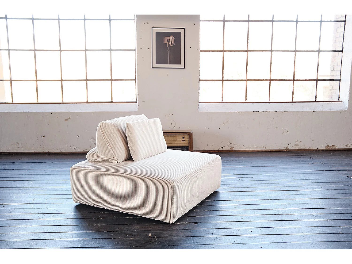 Hocker - Cremeweiß Cord - WIOLO SOFT