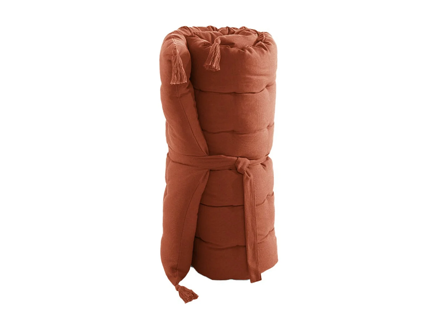 SOPHIE - Matelas de Sol avec pompons 60x120cm Coton Coloris Terracotta
