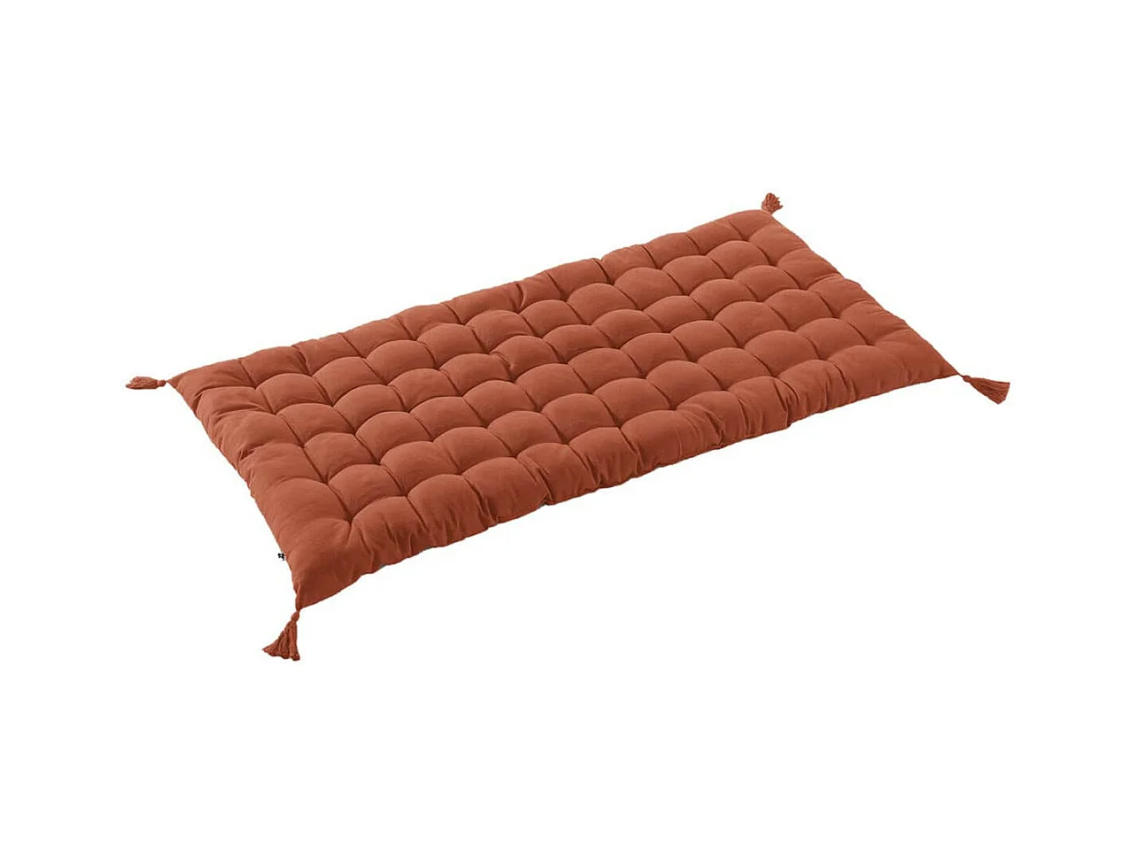 SOPHIE - Matelas de Sol avec pompons 60x120cm Coton Coloris Terracotta